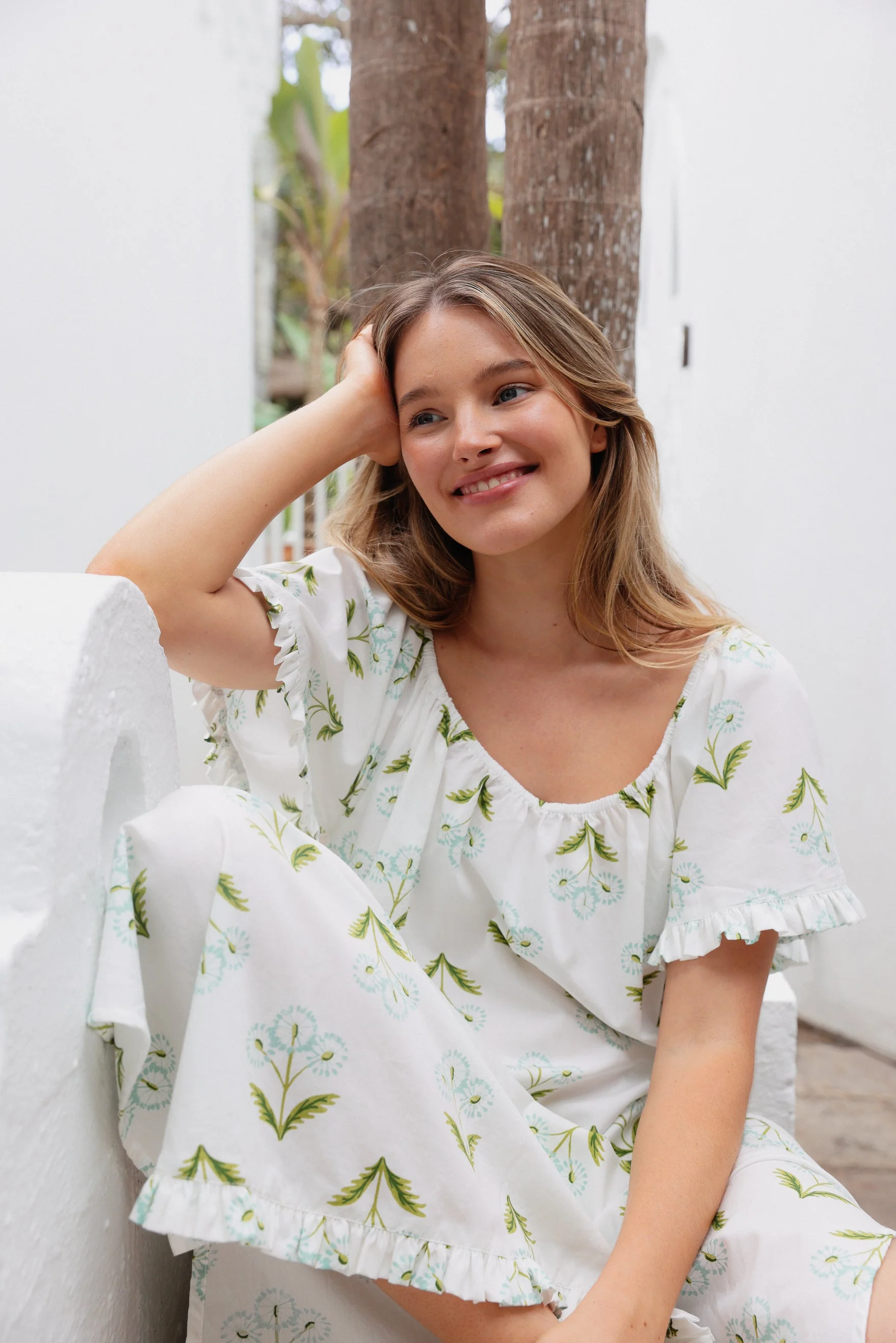 Betty Lounge Dress - Long - Cotton Modal - Dandelion - Image 4
