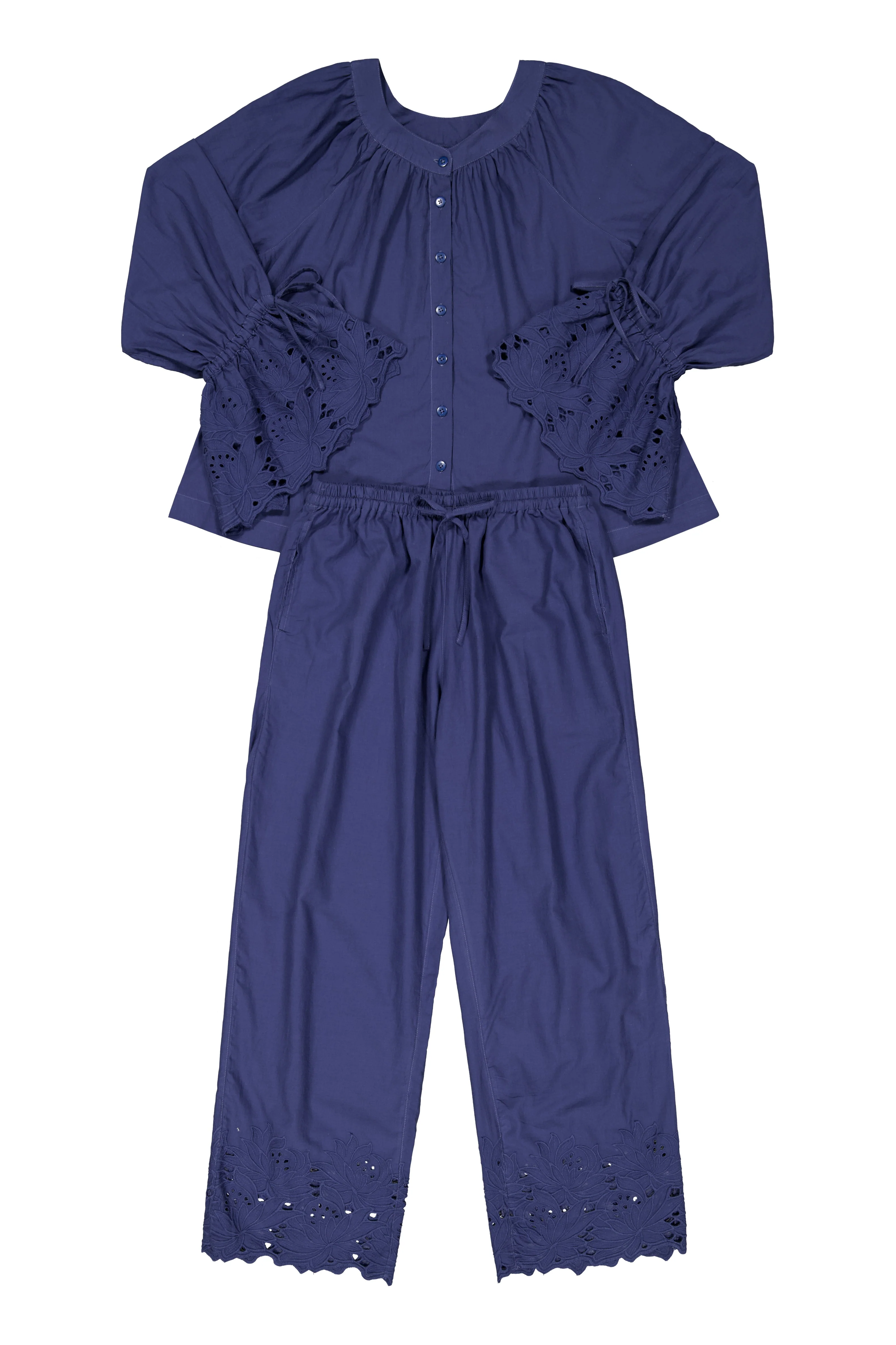 Claire Lounge Set - Cotton Embroidery - Twilight Blue - Image 3
