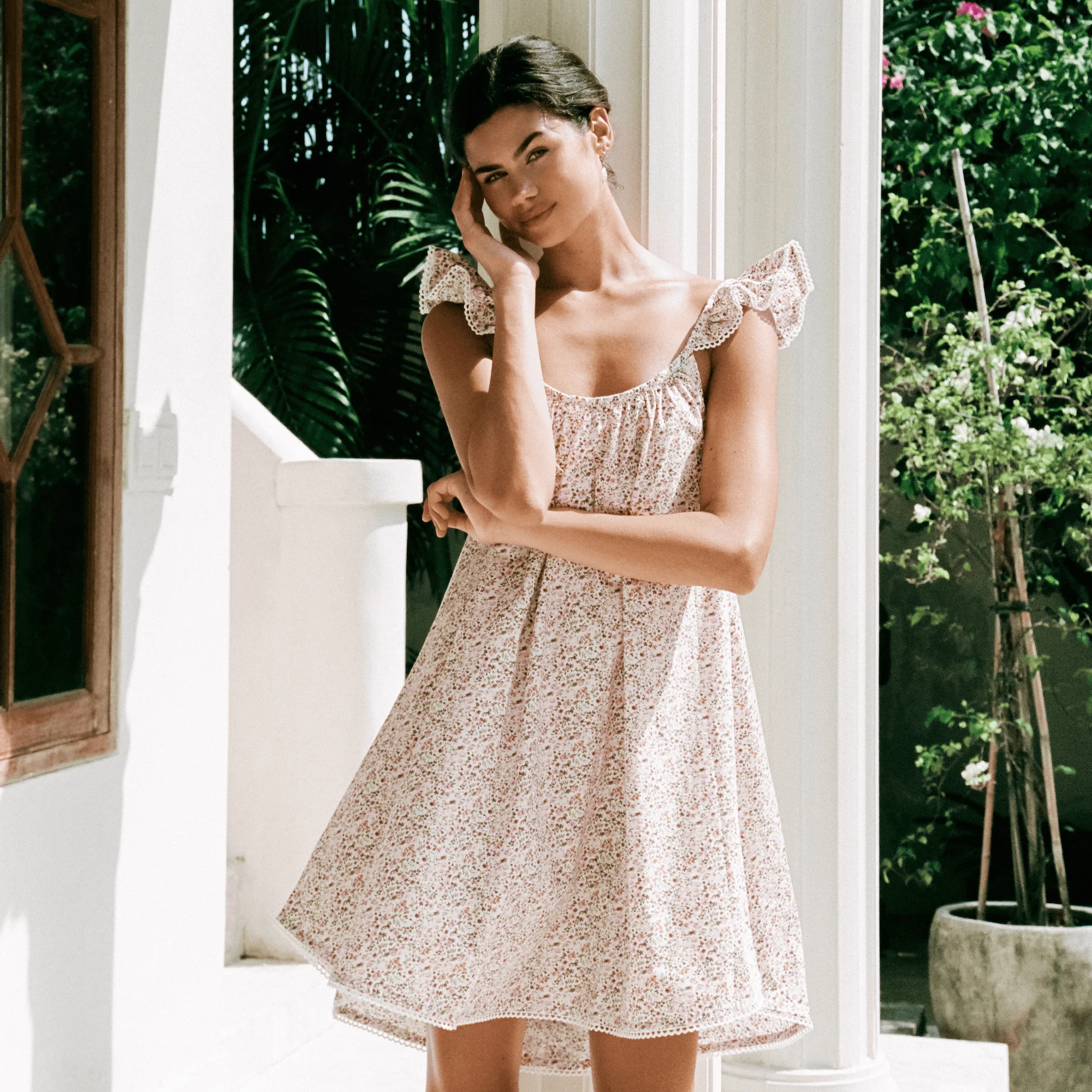 Indah Wing Nightie - Floret Pink + Trim - Image 4