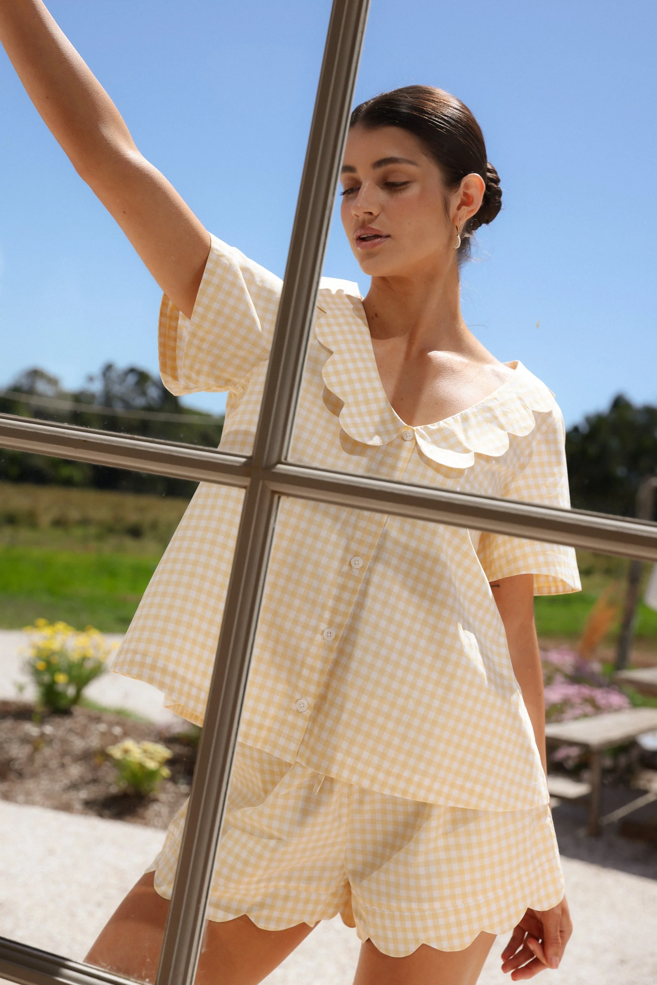 Penelope Sleep Set - Cotton - Gingham Yellow - Image 4