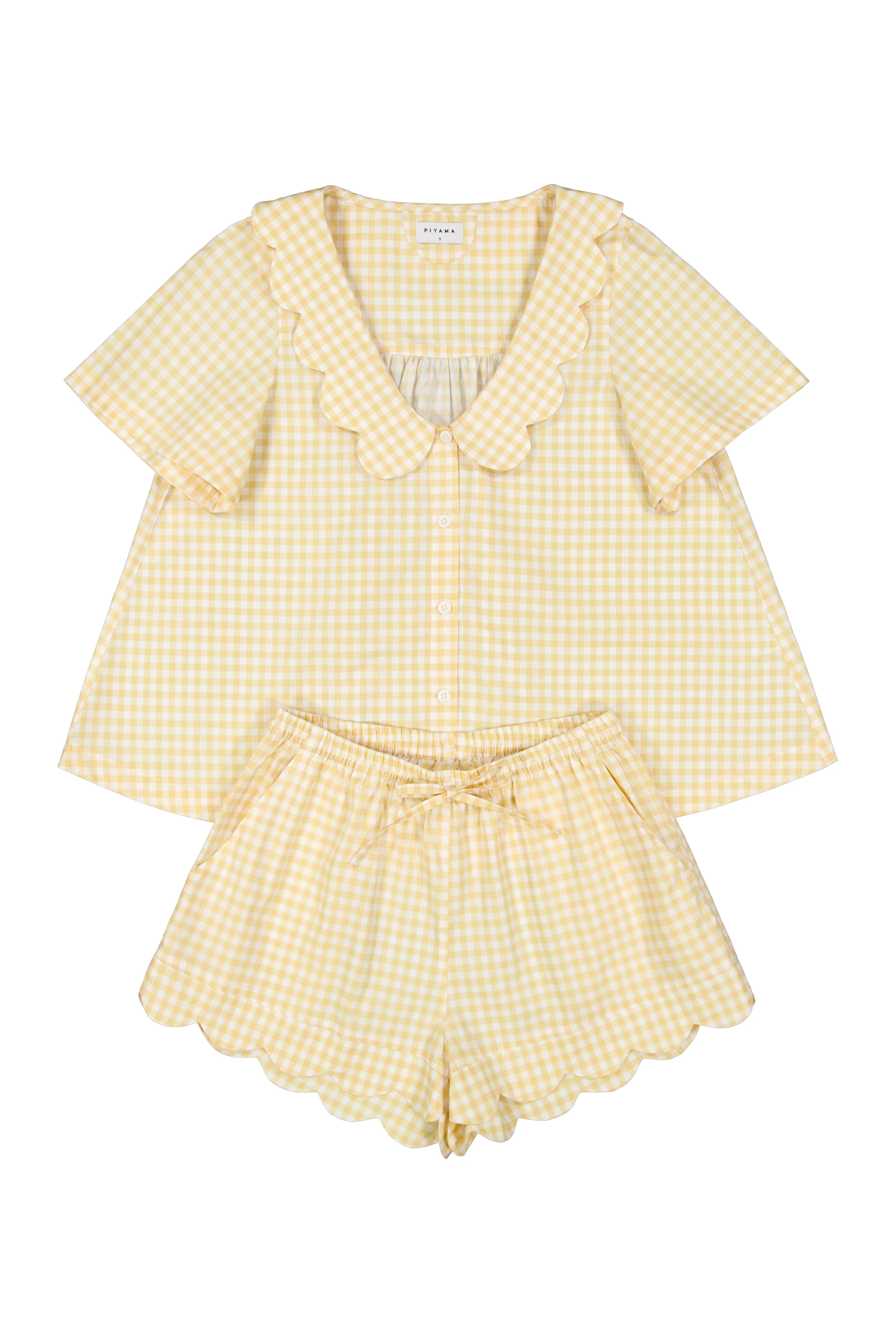 Penelope Sleep Set - Cotton - Gingham Yellow - Image 6