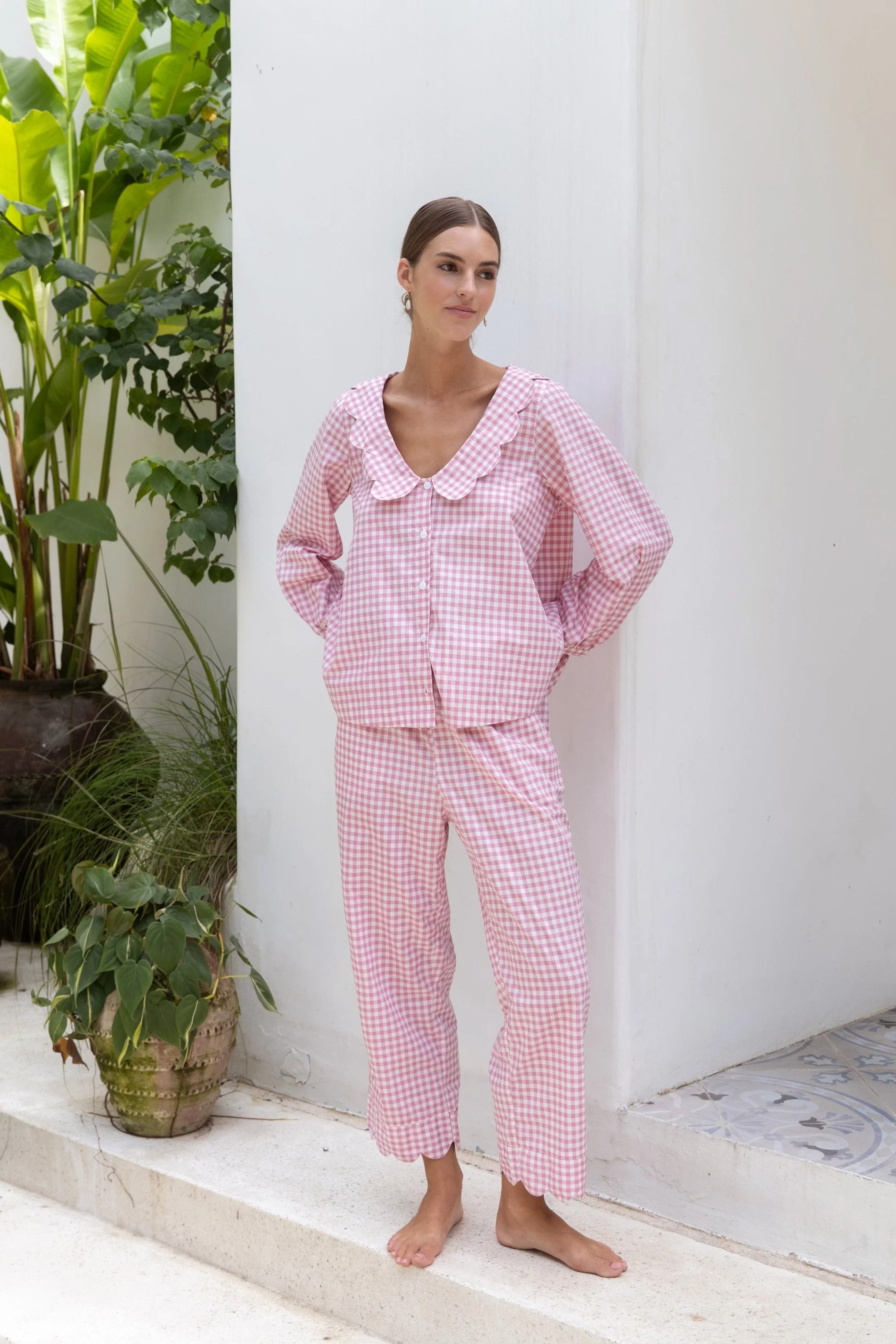 Penelope Sleep Set - Long - Gingham - Berry - Image 3