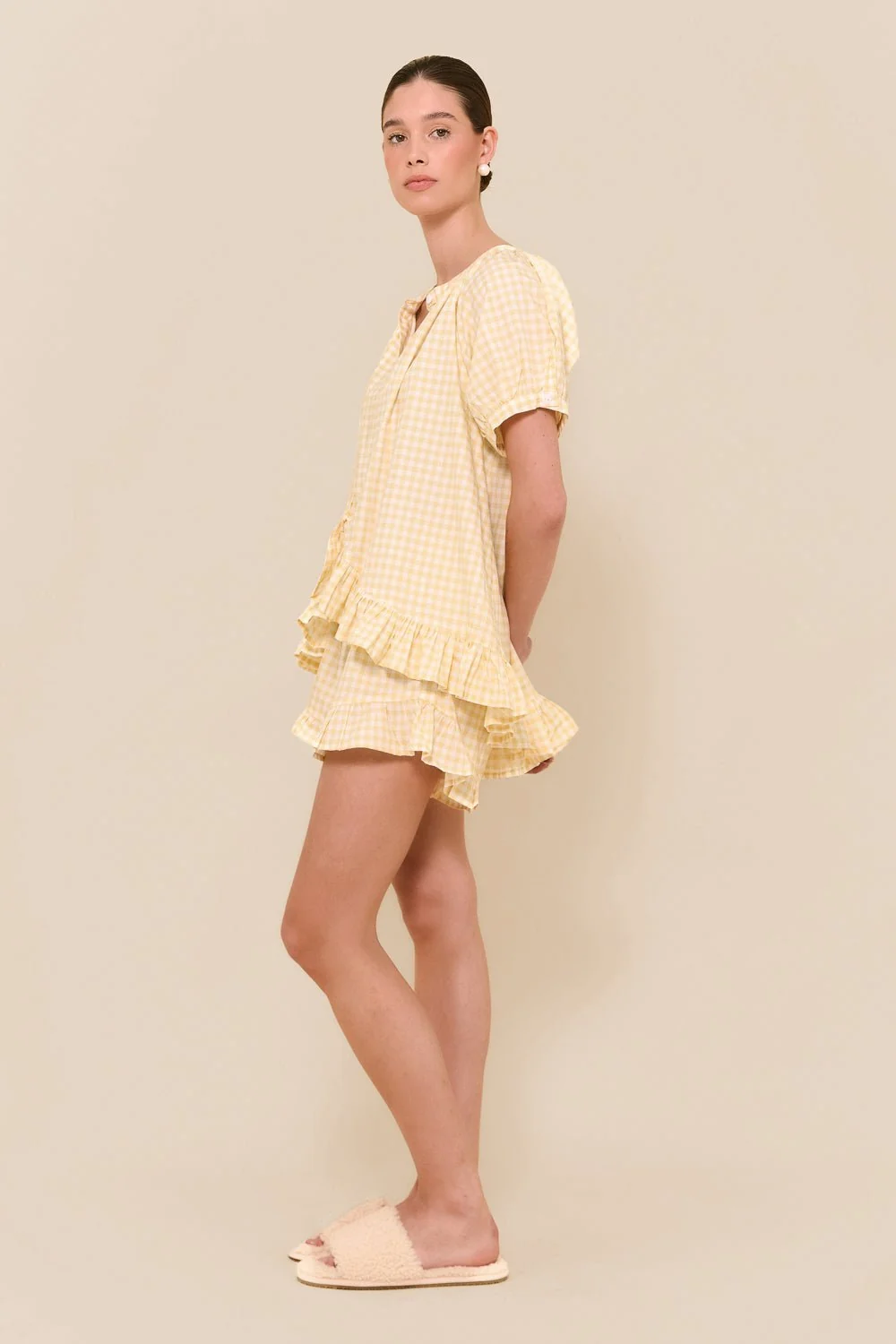 Sophie Sleep Set - Cotton - Gingham Yellow - Image 6