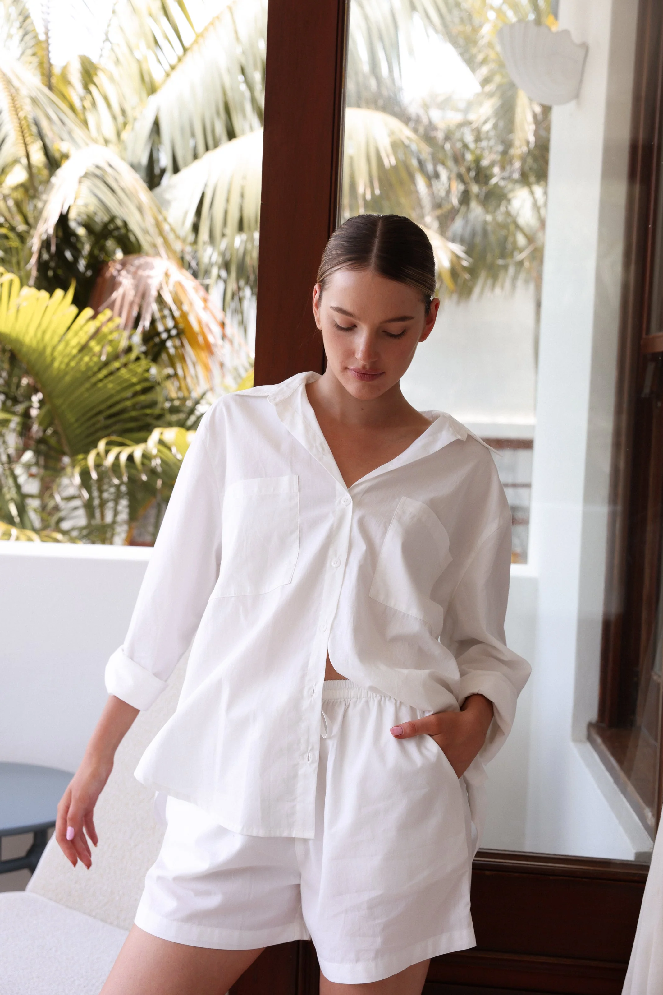 Stevie Lounge Set - Cotton Modal Off White - Image 7
